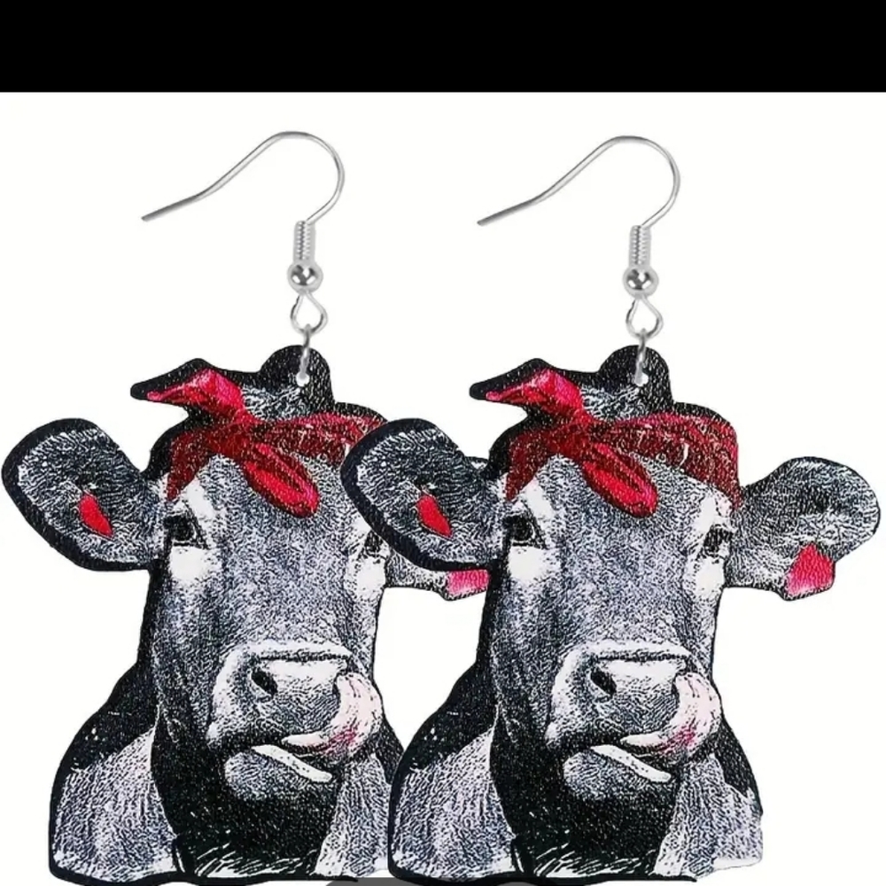 Pair of fish hook cow earrings..light weight